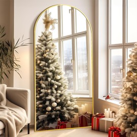 FVANF Full Length Mirror, 71" x 30" Oversized Floor Mirror Freestanding, Large Mirror Full Body Mirror with Stand, Hanging Mounted Mirror with Aluminum Alloy Frame for Bedroom,Living Room, Gold