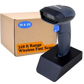 Argox Wireless Barcode Scanner with Charging Cradle｜2D QR & 1D Code Reader for Inventory, Retail, Warehouse｜Long Range, Auto-Sensing, USB/RS232/COM｜Handheld Scanner Gun, QR Code Reader - AS-9400BT