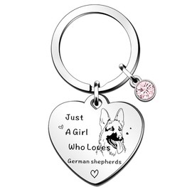 QMVMV Funny German Shepherd Keyring Gifts Animal Lover Gift Just A Girl Who Loves German Shepherds German Shepherd Lover Gift For Women Girls, Who Loves German Shepherds Keyring