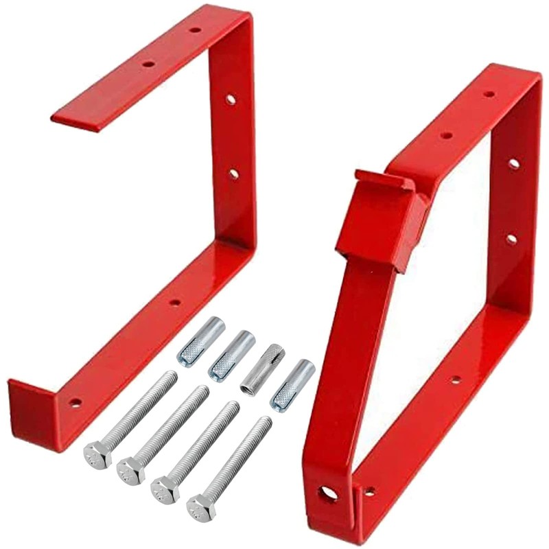 Spares2go Universal Lockable Bike Rack Brackets and Padlock Set (Red)