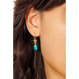 Turquoise Earrings for Women Raw Stone Dangle Drop Shape - 18K Gold Plated, Certified 925 Sterling Silver Earring - Hypoallergenic Gold Jewelry for Women, Mothers Day Gifts, Birthday Gifts for Women