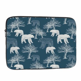 Nicokee Laptop Sleeve Bag 15 15.4 15.6 Inch,Bears Night Forest Abstract Blue Protective Polyester Computer Cases Laptop Cover Briefcase Bag Tablet Travel Cover