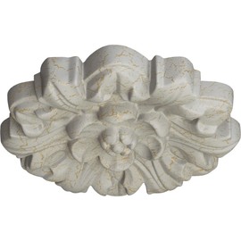 7 5/8"OD x 1"P Emery Leaf Ceiling Medallion, Hand-Painted Pot of Cream Crackle