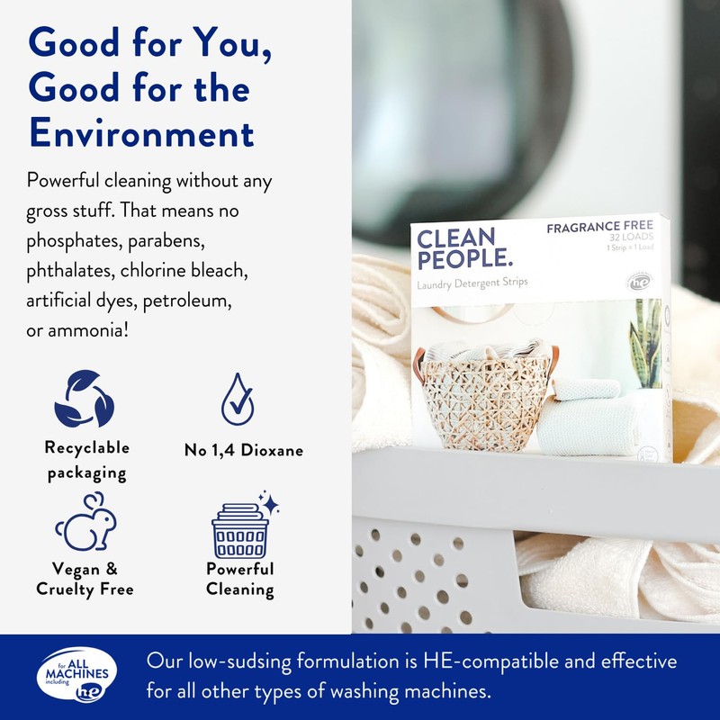 The Clean People Laundry Detergent Sheets - Hypoallergenic Laundry Soap