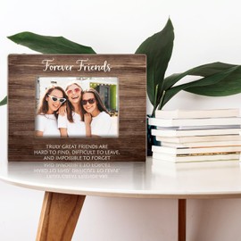 KLYTINK Forever Friends Photo Frame, Best Friend Gift, Bestie Bff Wooden Picture Frames, Best Friendship Gifts For Men Women Friends Birthday Christmas Graduation, 4x6 Inch Photo (Brown)