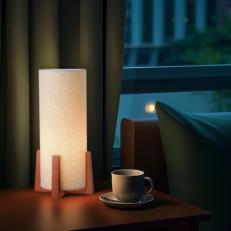 Fengarolam Modern Small Table Lamps, Nightstand Lamp with Linen Fabric