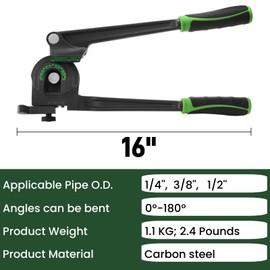 Pumtus 3 in 1 Pipe Tube Bender, 1/4'' 3/8'' 1/2'' Manual Tubing Bender, 180° HVAC Copper Bending Tool with Rubber Handle, Brass Thin Steel Pipes Bender for Air Conditioning Refrigerator Repair