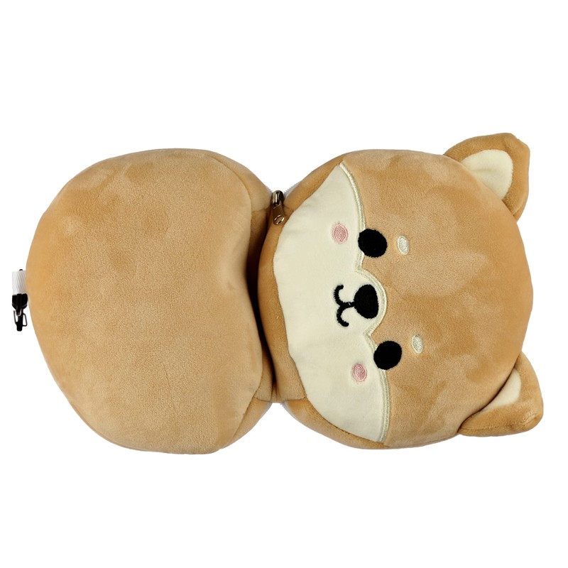 Relaxeazzz Squishy Neck Pillow with Eye Mask, Shiba Inu, Cute,