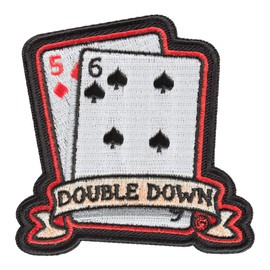 PatchStop Casino Cards Double Down Iron On Patches for Clothing Jeans - 3x3in Small DIY Sew On Patch for Jackets Bags - Embroidered Gambling Decorative Patches