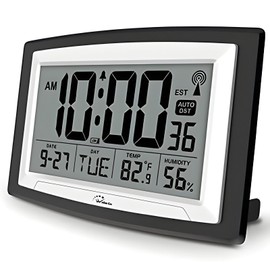 WallarGe Digital Atomic Wall/Desk Alarm Clock Large Display With Temperature & Humidity