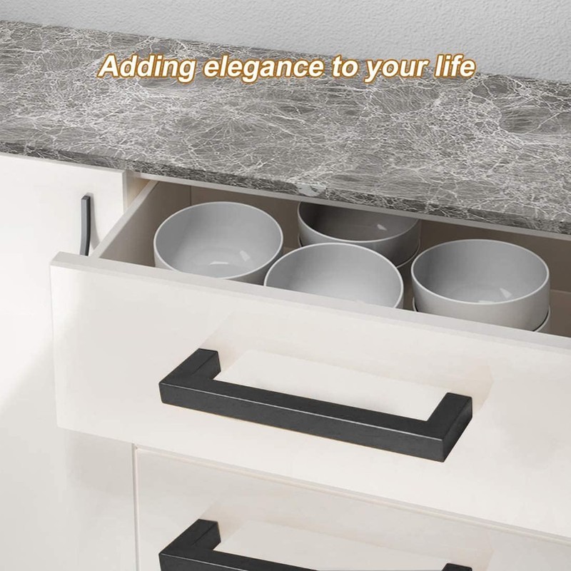 Fiabgum 5 Inch Drawer Handles Kitchen Cabinet Handles Black Drawer