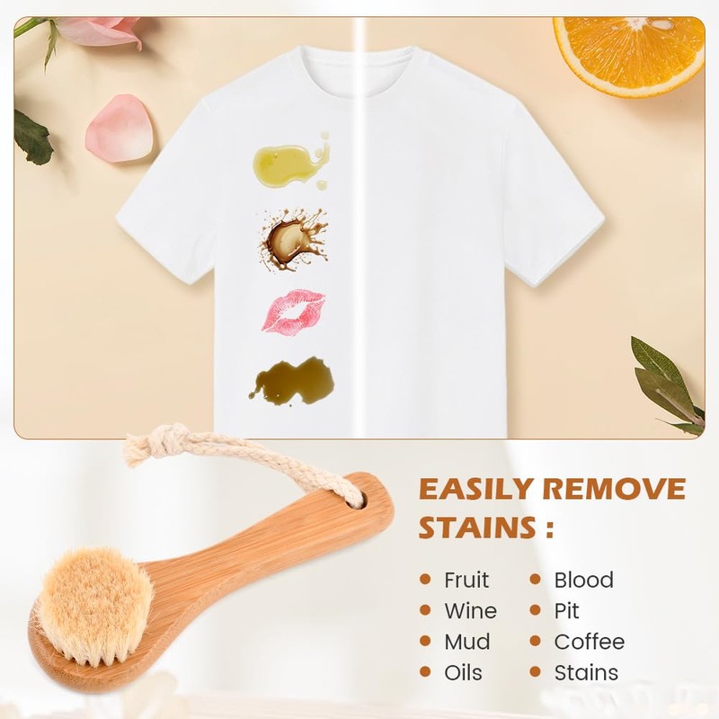 Laundry Stain Brush, Natural Soft Boar Bristles