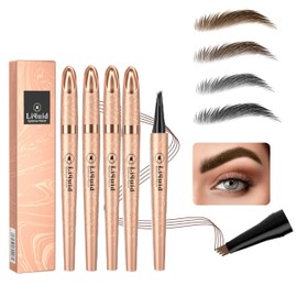 Waterproof 3D Microblading Eyebrow Pencil, 2024 Upgraded, 3-Piece Set (4, black/brown/light brown/grey)