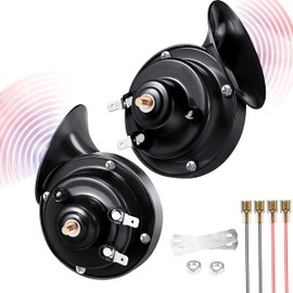 Ouffun - Bocina de coche (12 V, 300 DB, bocinas de camión duales, bocinas de caracol eléctrico, bocina de caracol automático, kit de repuesto para coches, motocicletas, camiones, trenes y barcos (2 piezas)