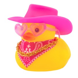 wonuu Car Dashboard Decorations Pink Cowboy Hat Rubber Ducks, Rubber Ducky for Car Ornament Cute Duck with Hat, Glasses, Necklace, Scarf, Pink