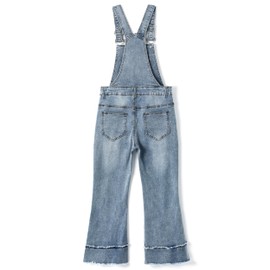 KIDSCOOL SPACE Girls Denim Overalls, 3-D Exposed External Pockets Jean Dungarees Pants,Light Blue,11-12 Years