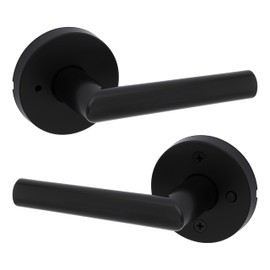 Weiser Milan Matte Black Door Handle, Reversible Privacy Lever, Interior Door Handles for Bedroom and Bathroom Doors, Keyless Bathroom/Bedroom Door Lock, Modern Home Décor