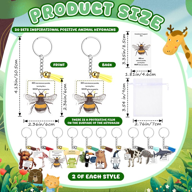 Weysat 20 Sets Employee Appreciation Gifts Emotional Encourage Support Keychains