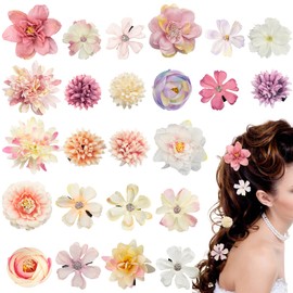 ELANE 24 Pcs Flower Hair Clips for Girls,Flower Hair Clips for Women,Small Flower Hair Clips,Flower Girl Hair Accessories