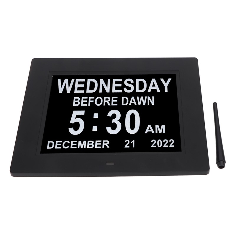 8inch Digital Day Calendar Clock Alarm Reminders 8 Languages Large