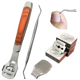 43 Pcs Callus Shaver for Feet Set, (1 Stainless Foot File &1 Foot File Heads & 40 Replacement Slices Blades & 1 Nail Cleaning), Professional Callus Remover for Feet Tools for Wet and Dry Feet