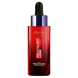 L'Oreal Paris Revitalift Laser Sérum Rostro Triple Acción Anti-Edad, Corrige Arrugas, Firmeza y Luminosidad, Con Tecnología Tri-Péptidos + Ácido Hialurónico + Vitamina C, 30ml.