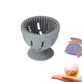 Silicone Egg Brush Cleaner, Fresh Egg Washer, Premium Egg Washer and Brush, Cleaner with Suction Cup for Fresh Eggs (Grey)