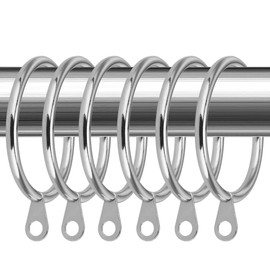 iCatchy Silver Curtain Rings Metal Curtain Hanging Rings For Pole Rod Voile Net (60 Pack)