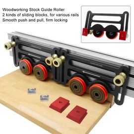 Precision Stock Guides for Table Saw, Dual Universal Featherboards with Sliding Blocks, Woodworking Double Wheel Bearing Stock Roller for Table Saw, Router Table & Band Saw