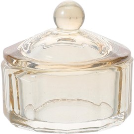 Copa de Cristal para Monómero de Uñas con Tapa, Vidrio Beige de Forma Única para Salón y Uso en Casa, Herramienta Fácil de Limpiar para Manicura Profesional