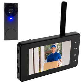 Kabellose Video Türklingel, WLAN Türklingel mit 4,3" Farbmonitor, 2 Wege Audio Gegensprechanlage und Videoanruf, Live Ansicht Verfügbar, Nachtsicht, 120° Weitwinkel, Funk Türklingel ohne App & WLAN