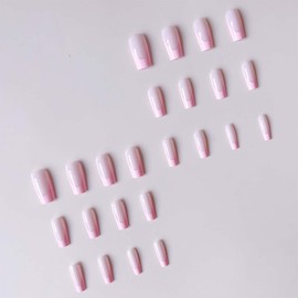 48Pcs Pink French Tip Press On Toenails Square & Press On Nails Set Medium False Nails Acrylic Nails Glossy Glue On Nail Full Cover Nude Fake Toe Nail For Women