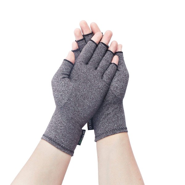 Arthritis Compression Gloves Pressure Gloves for Relieving Arthritis Rheumatoid Pains Carpal Tunnel Aches with Breathable Fabric and Open Finger Design Men Women Gray U.S. Solid Product (Large)