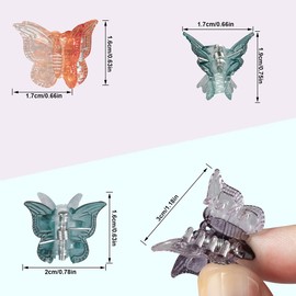 50Pcs Tiweio Butterfly Hair Accessories, Small Pastel Cute 90s Claw Clips for Women and Girls, 12 Assorted Gradient Colors with Box