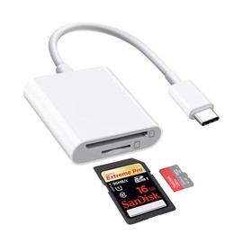 1Pcs Dual Slot SD Card Reader, USB C SD CardReader, Camera Card Viewer Reader SD Card Reader Adapter, Photography Memory Card Reader, Supports SD and TF Card, for MAC, Plug and Play