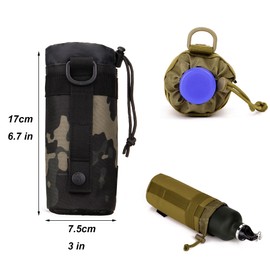 Lake Of Fire 2PCS Molle Water Bottle Holder Fits 10 to 20 Ounce Bottle,Nylon Tactical Water Bottle Holder for Backpack,Drawstring Open Top(Camo)