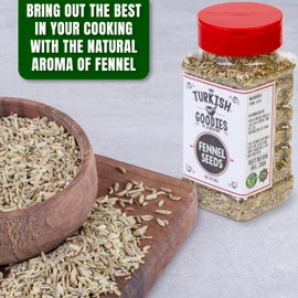 Whole Fennel Seeds 8oz – Non-GMO, Natural Saunf Spice for Tea, Cooking & Digestion – Aromatic Herb for Indian & Mediterranean Dishes – Turkish Goodies by Jairestone