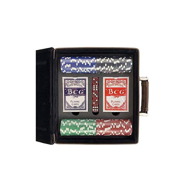 Abbott Irish Coat of Arms Leather Poker Set