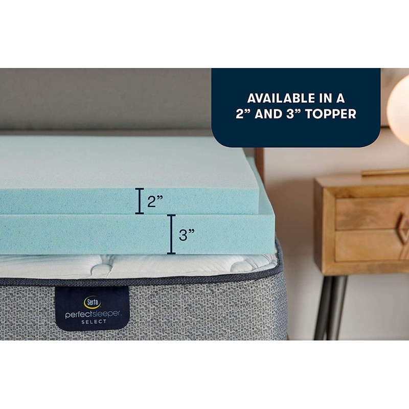 Serta ThermaGel Cooling, Pressure-Relieving Memory Foam Mattress Topper, 3 Inch,