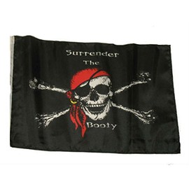 12x18 Pirate Surrender The Booty Jolly Roger Sleeve Flag 12"x18" Boat Car Garden Flag