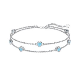 Dorunmo Larimar Anklet for Women 925 Sterling Silver Beach Hotwife Anklet Larimar Jewelry for Women Wife Mom