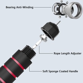 Jump Rope, Adjustable Tangle-Free Rapid Speed Rope with Ball Bearings Anti-Slip Foam Handles for Kids, Men, and Women