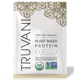 Truvani- Proteína Vegana de Guisante en Polvo  Vainilla  20g Proteína Orgánica a Base de Plantas  1 Porción  Keto  Gluten y                           