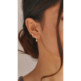 Small Gold Hoop Earrings Set for Women Stackable Earrings 14K Gold Plated Huggie Cartilage Earring Sets for Multiple Piercing Lightweight Mini Thin Cute Dainty Trendy Clip On Jewelry