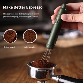 WDT Espresso Distribution Tool - Magnetic Espresso Stirrer Tool with Stainless Steel Retractable Needles, Coffee Needle Distribution Stirrer for Barista (Green)