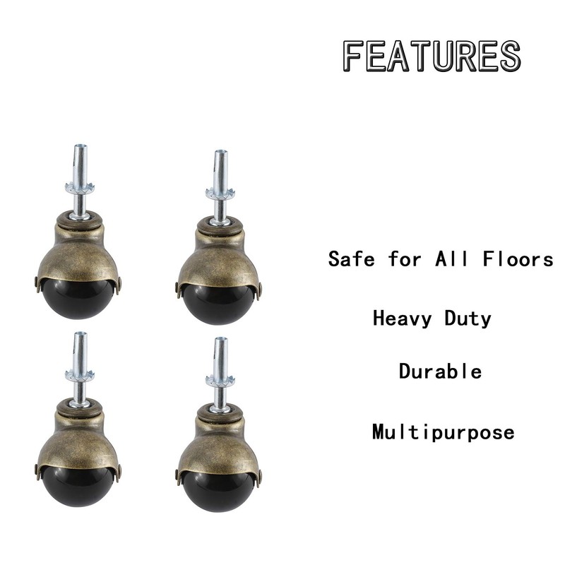 Artilife 4Pack Caster Wheels 2" Antique Copper Caster with 5/16"