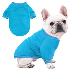 Idepet Dog Fleece Sweater, Small Dogs Shirt Pullover Sweatshirt Pet Dog Clothes Soft Puppy Sweater Warm Winter Shirt Classic Cat Apparel for Small Dogs and Cats (XX-Small, Blue)