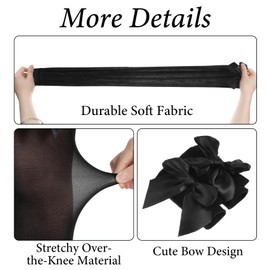 Black Thigh Highs, Black Stockings Thigh High with Bow, Charming and Smooth Soft Velvet for Women Parties, Weddings, and Everyday Wear