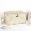 Hipiwe Wicker Shelf Baskets Bin with Lid, Large Natural Seagrass