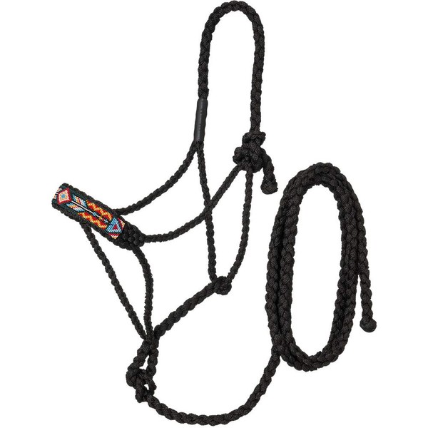 Tough-1 Mule Tape Halter with Beaded Nose and 10ft Lead Rope Cactus/Steer Horse